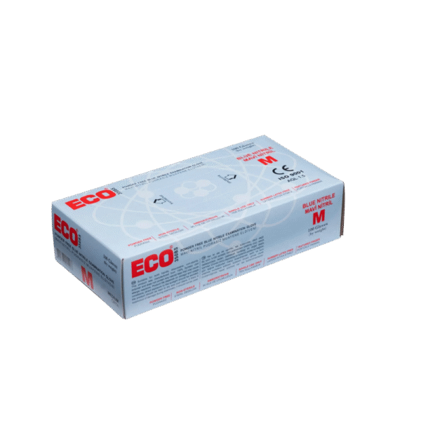 ECO Mavi Nitril Pudrasız Muayene Eldiveni Medium - 100'lü Paket - Görsel 2