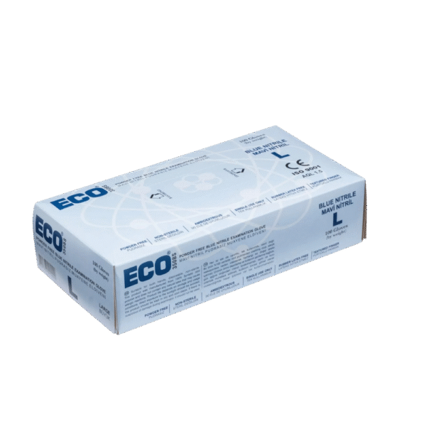 ECO Mavi Nitril Pudrasız Muayene Eldiveni Large - 100'lü Paket - Görsel 2