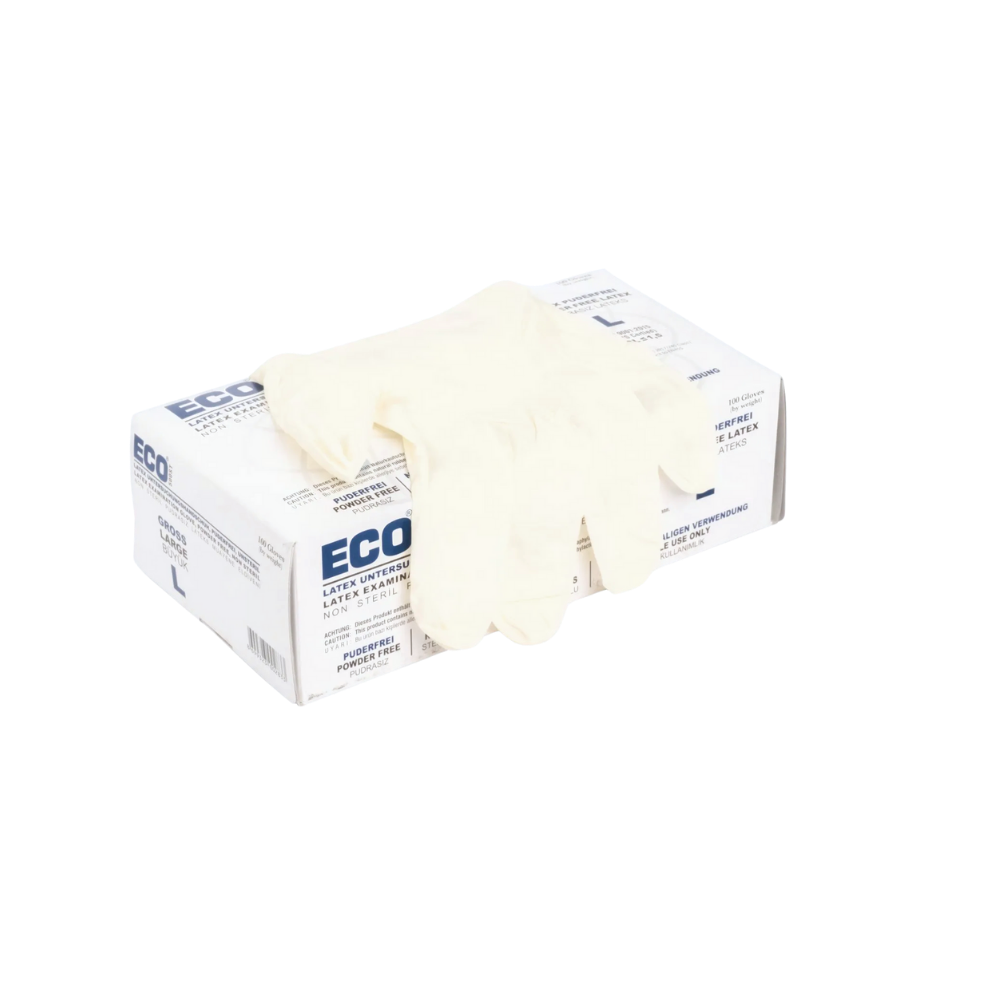ECO Lateks Pudrasız Muayene Eldiveni Large – 100’lü Paket